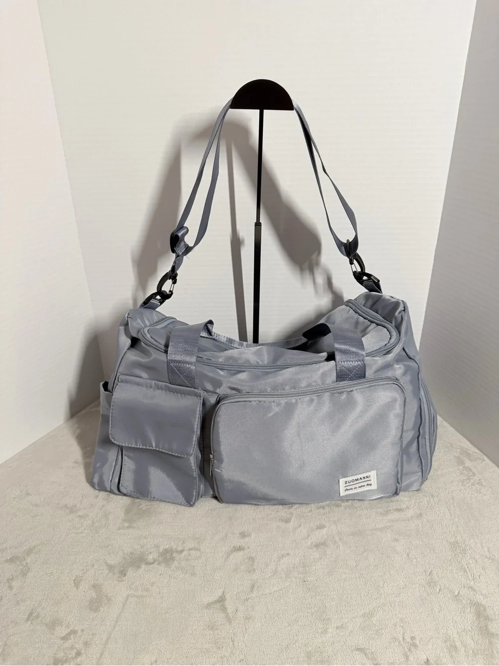 Light blue Travel Duffel Bag with Multiple Pockets